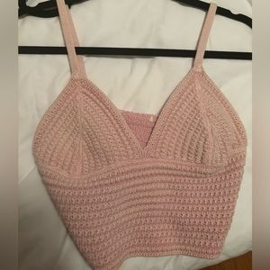 Pink crochet crop top
